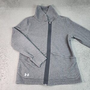 Under Armour Jacket Womens Large Gray French Terry Full Zip Collar Athletic